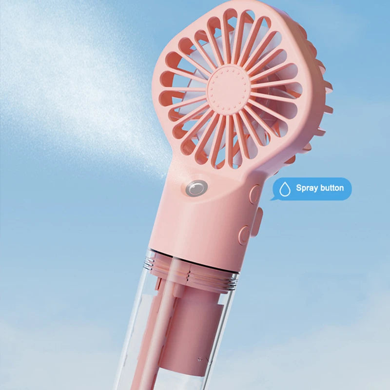 Ventilador de pulverización portátil de mano, ventilador de niebla de pulverización de agua, miniventilador de dormitorio de estudiantes, suministros de verano, herramientas de refrigeración, ventilador pequeño para exte