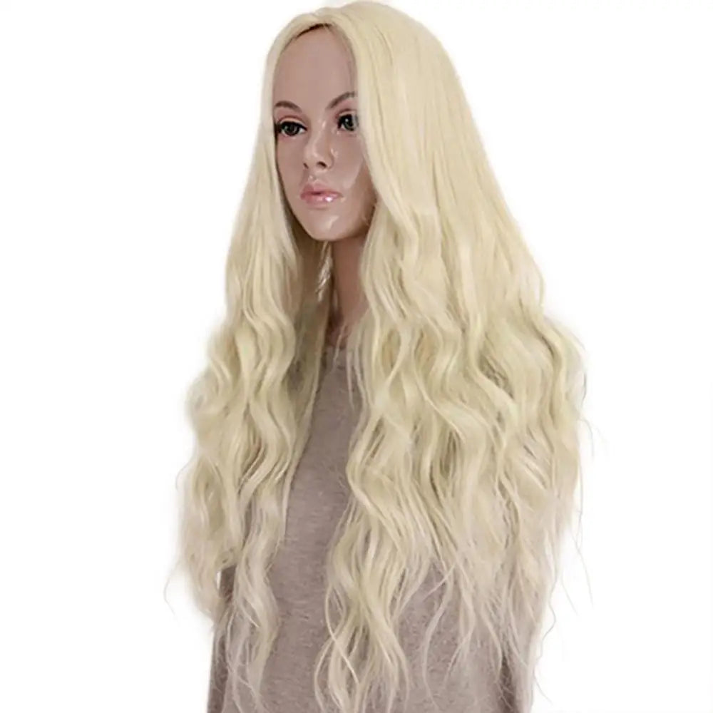 Peluca Frontal de encaje HD de 65cm para mujer, peluca completa rizada ondulada rubia larga, estilo de pelo de princesa para fiesta de Cosplay, encaje completo de miel transparente