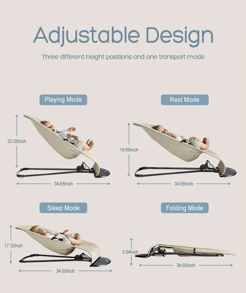 Mecedora plegable para bebé con juguetes, asiento ajustable para bebé con cubierta de tela, columpio multifunción