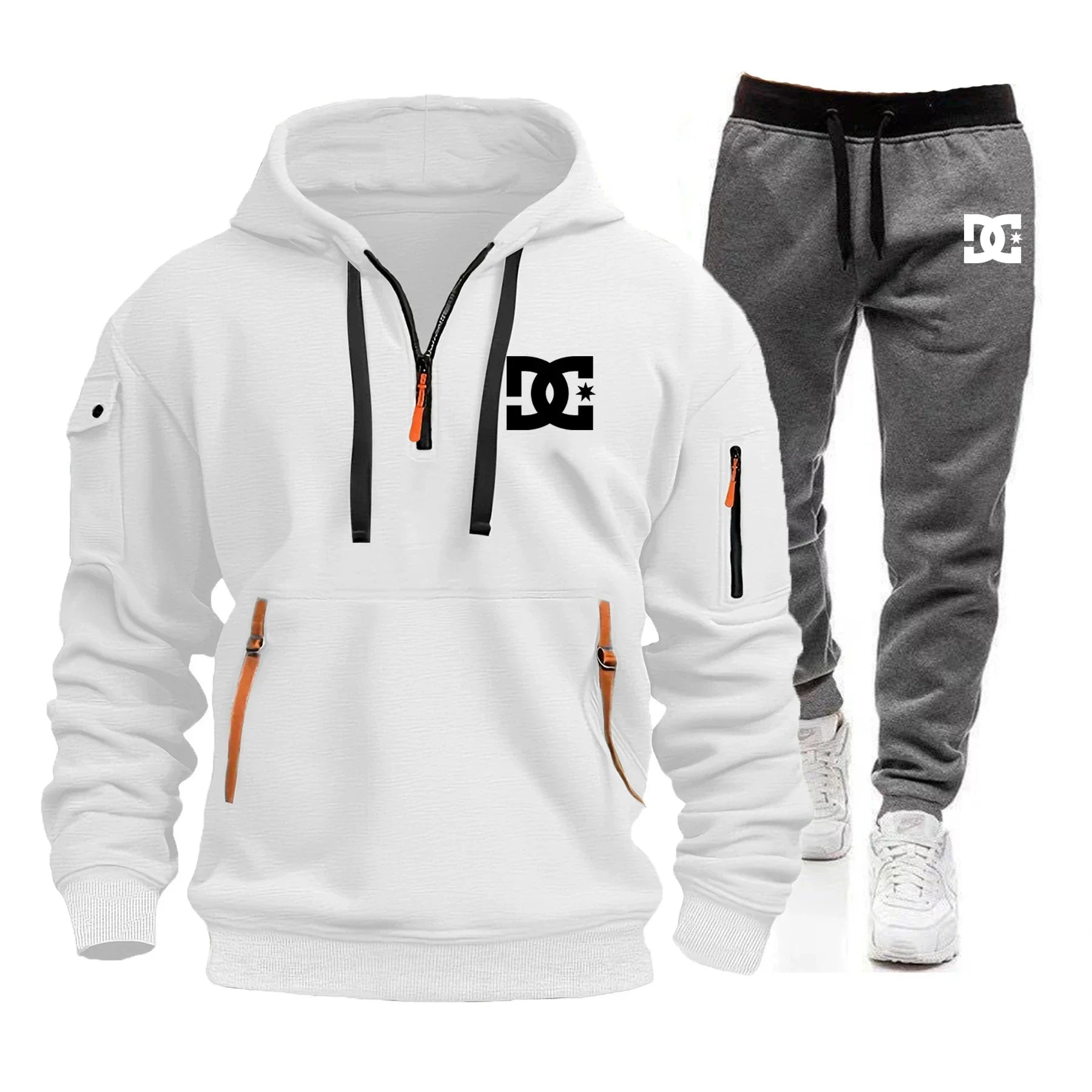 2025 Nuevo conjunto informal de otoño e invierno para hombre, sudadera con capucha y pantalones para correr para hombre al aire libre a la moda, conjunto de 2 piezas