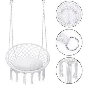 Silla Columpio de macramé para exteriores, hamaca de cuerda tejida a mano, hamaca con parada en Y para el hogar, dormitorio, Patio, terraza Y jardín interior