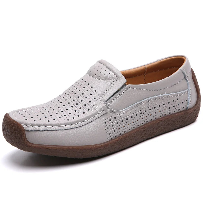 Zapatos informales De cuero genuino para Mujer, zapatillas De ocio, mocasines sin cordones De marca De lujo para Mujer, mocasines suaves para Mujer, Zapatos De Mujer