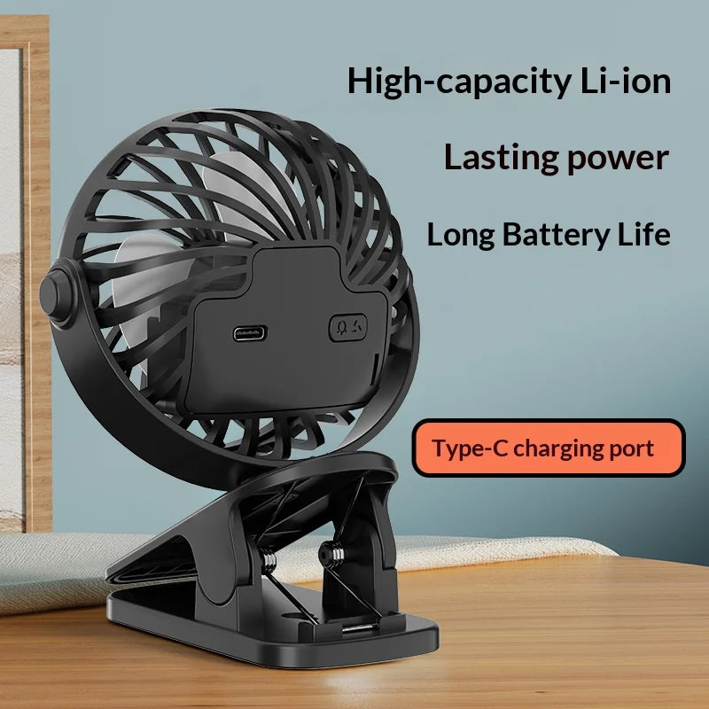 Ventilador Portátil Recargable con Clip HOMEFISH 720 °   Ventilador Colgante Giratorio con Luz Nocturna, Enfriador de Aire para Acampar al Aire Libre