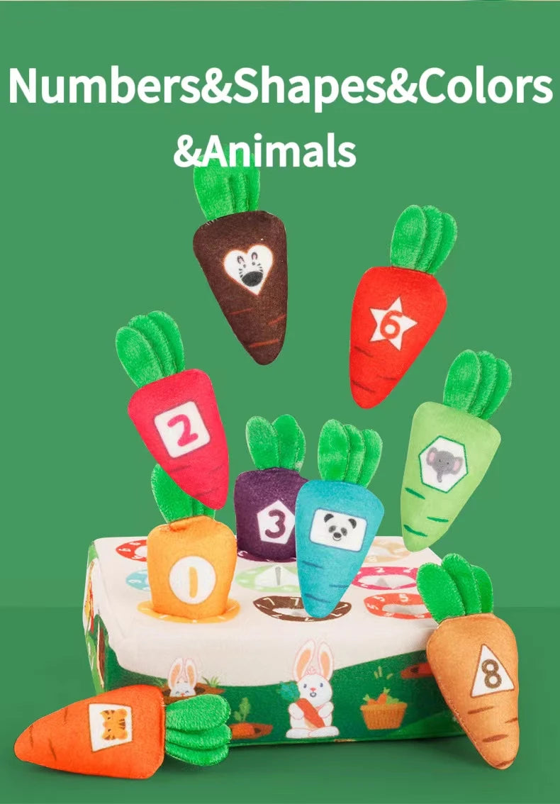 Juguete Montessori de rábanos de algodón para bebé, dígitos de Color, formas y animales, juguetes educativos para niños, actividad sensorial preescolar