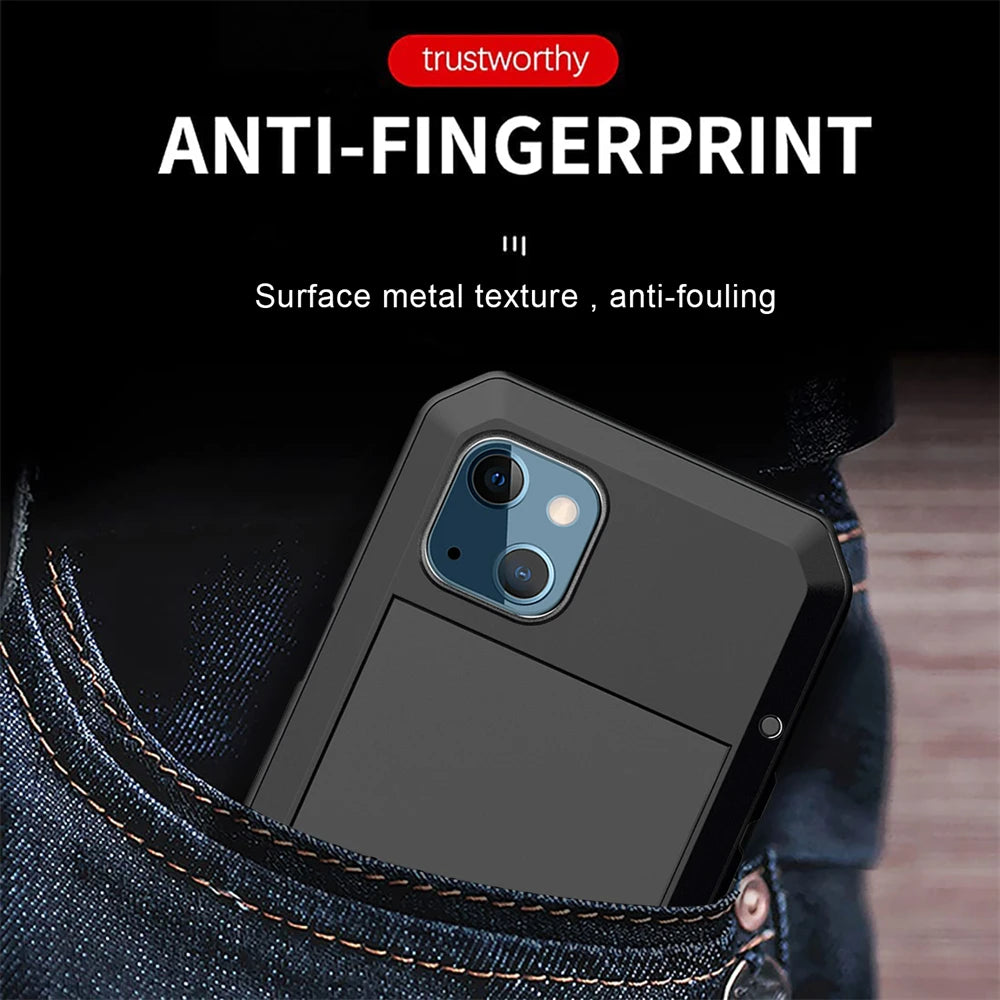 Funda protectora Armor resistente para iPhone 16 7 8 Plus XR Xs 11 12 13 15 16 Pro Max 14 Plus SE 360 cubierta de tanque de Metal a prueba de golpes