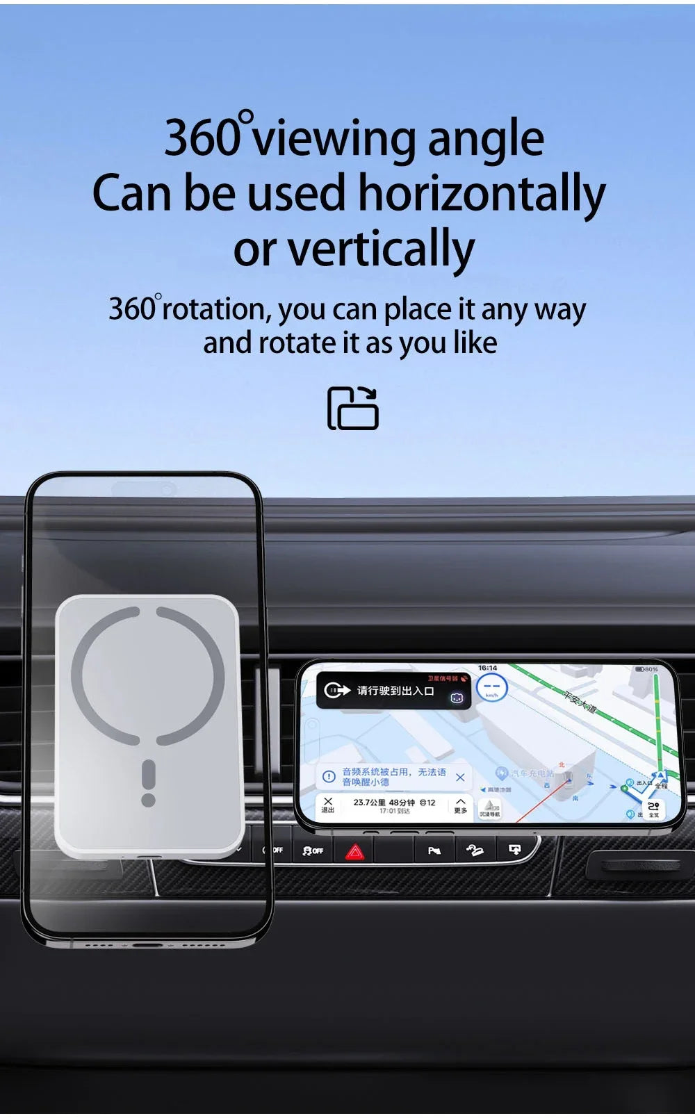 Cargador Inalámbrico Magnético para Coche, Soporte para Teléfono con Salida de Aire para iPhone 17 16 15 14 13 12 Pro Max, Estación de Carga Rápida Inalámbrica para Coche