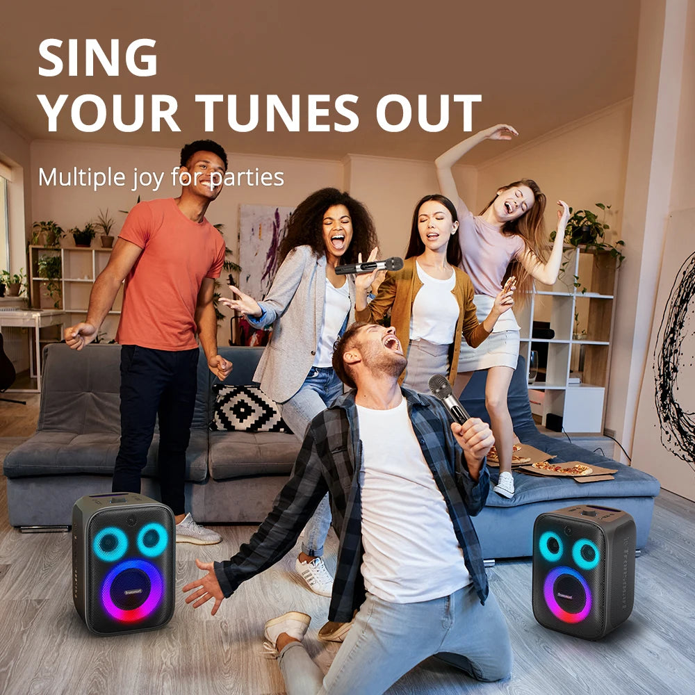 Tronsmart bocina bluetooth Halo 200 altavoz bluetooth potente Altavoz de fiesta potente Bluetooth con 120 W, sistema de sonido de 3 vías, entrada de micrófono y guitarra con cable, control de aplicaciones
