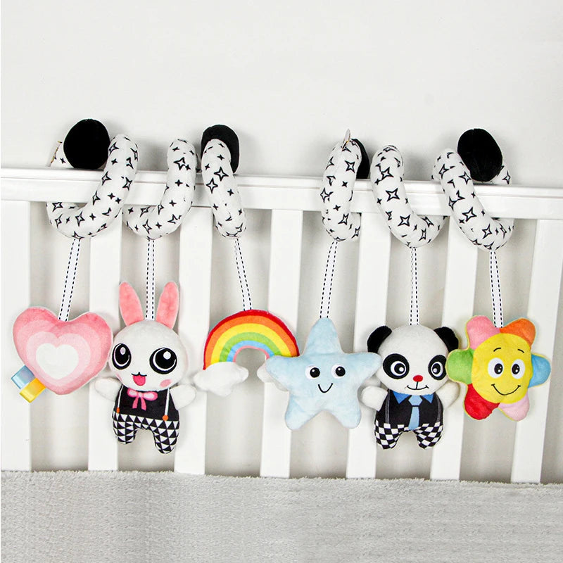 Sonajero de peluche sensorial para bebé, cochecito de juguete, juguetes colgantes móviles musicales, sonajeros móviles para bebés, juegos para recién nacidos de 0 a 6 y 12 meses