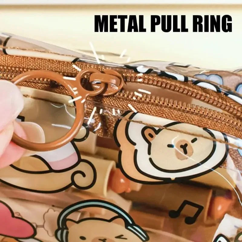 Estuches de lápices de capibara de dibujos animados, bonitos bolsos para bolígrafos, estuche de lápices con cremallera Kawaii, papelería para estudiantes, suministros escolares y de oficina, regalos