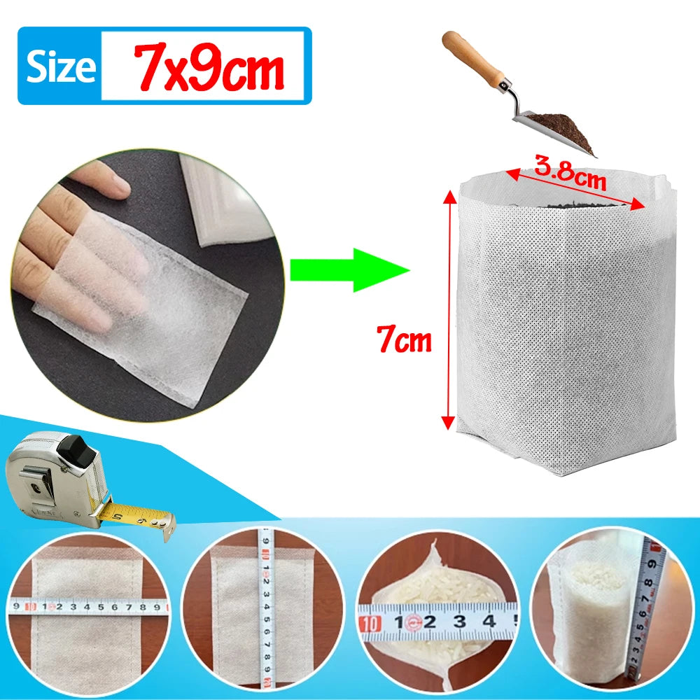 Bolsa de vivero biodegradable, bolsas de cultivo de plantas, semillas de tela no tejida para sembrar macetas para el hogar, accesorios de jardín, herramientas, 100-500 Uds.