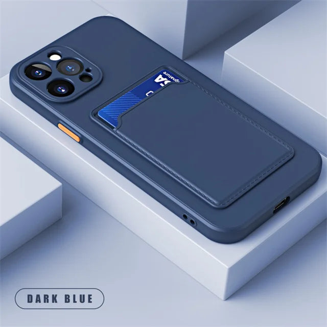 Funda tipo billetera de silicona suave de lujo para iPhone 17 Air 16 15 14 11 13 12 Pro Max Plus, Funda protectora trasera con ranura para tarjetero