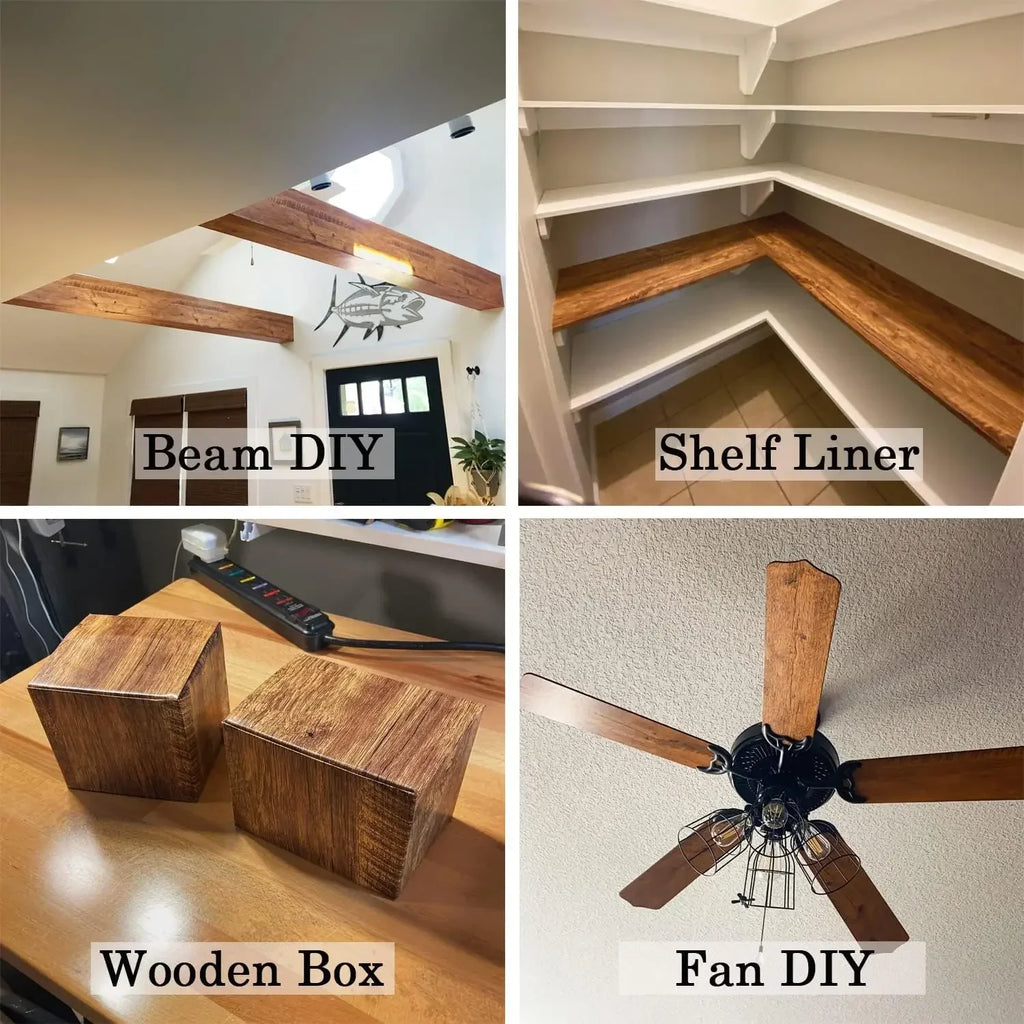 Rollo de papel tapiz adhesivo con 5 metros, pegatina impermeable de grano de madera, armario, puerta de escritorio, pegatinas de renovación de muebles