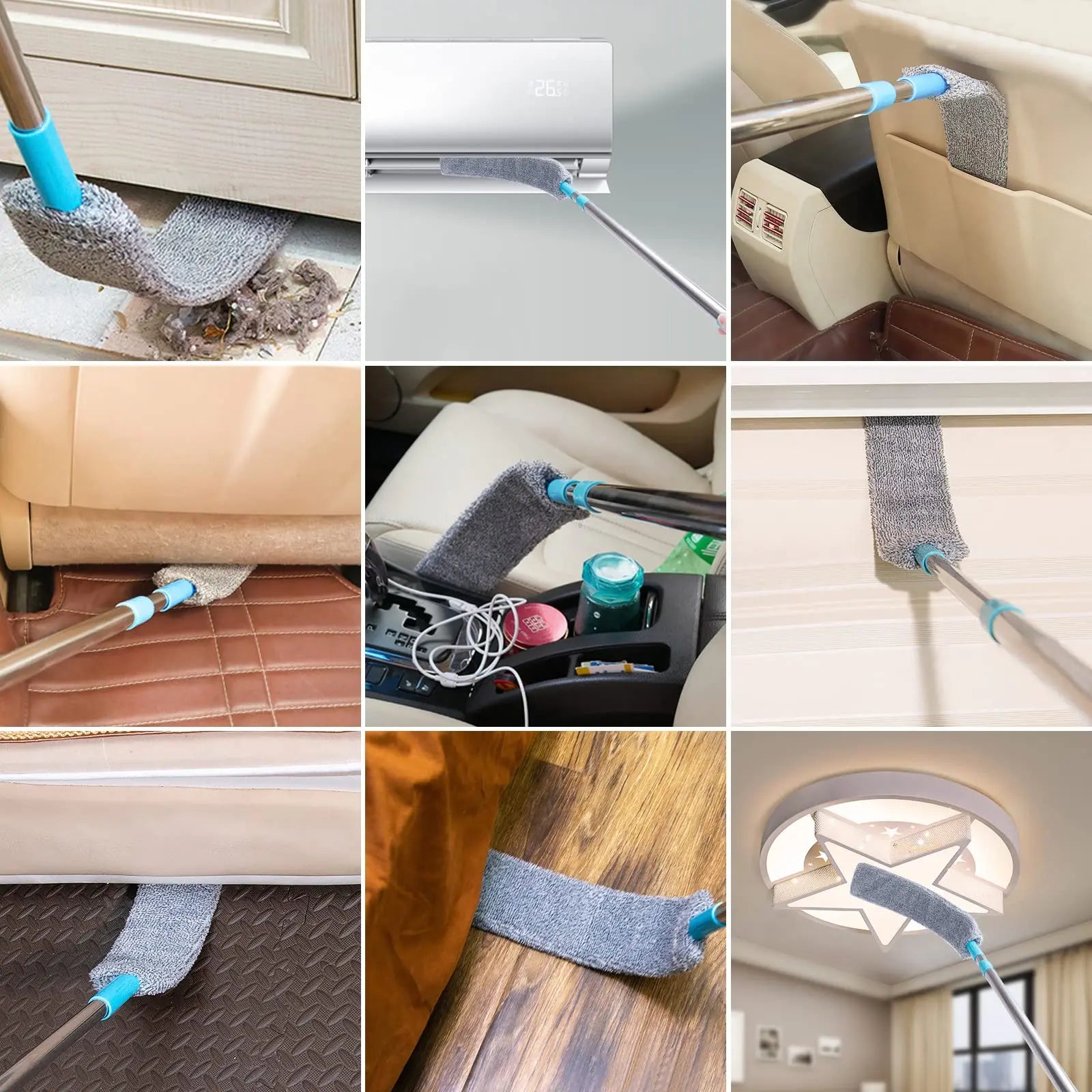 UNTIOR-fregona con mango largo, cepillo para polvo junto a la cama, plumero de limpieza desmontable, limpieza de huecos, sofá, muebles, limpiador de polvo, artículo para el hogar