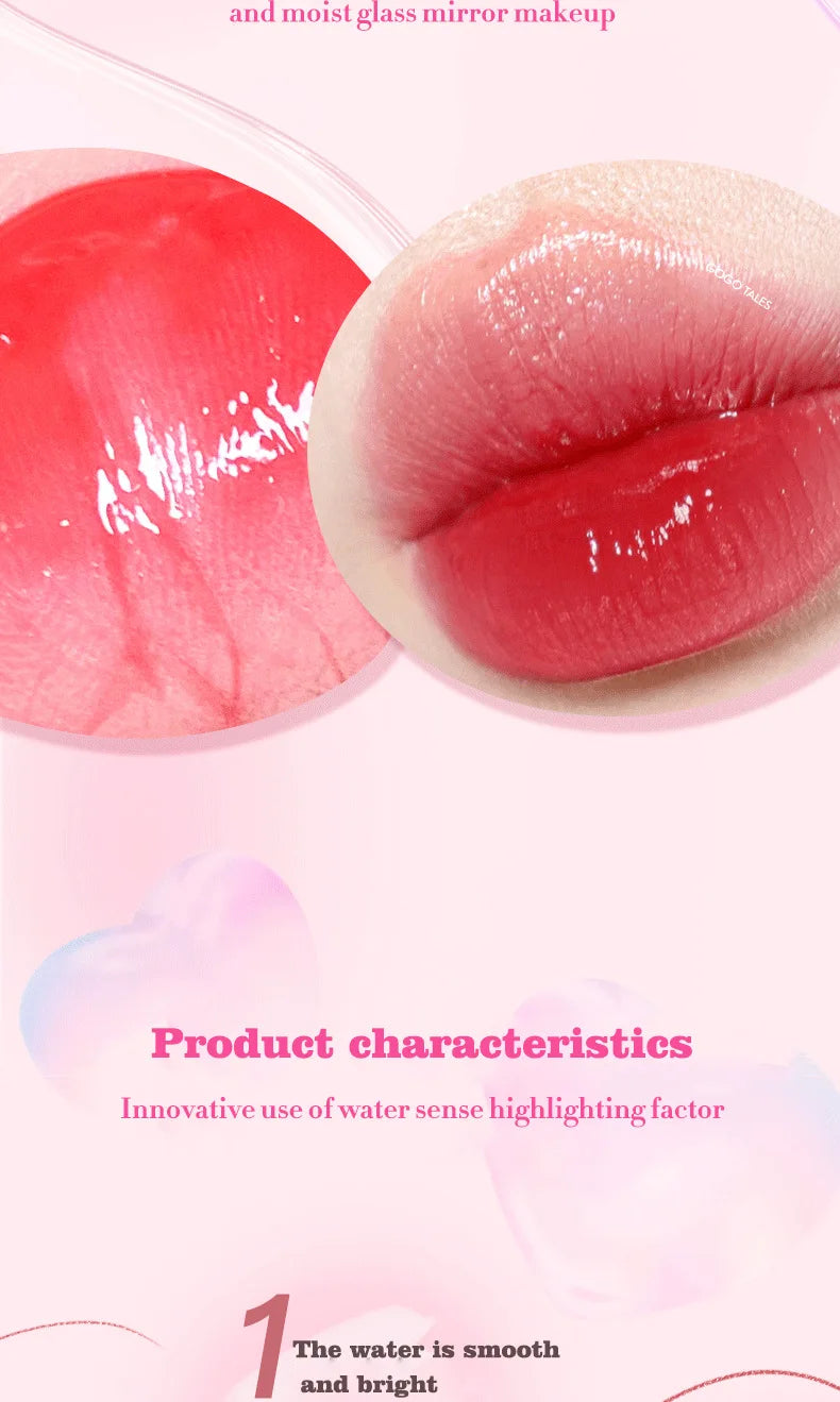 Juego de 6 piezas de brillo de labios con espejo de cristal, bálsamo labial ligero hidratante, brillo brillante, tinte transparente, melocotón, cereza, rosa