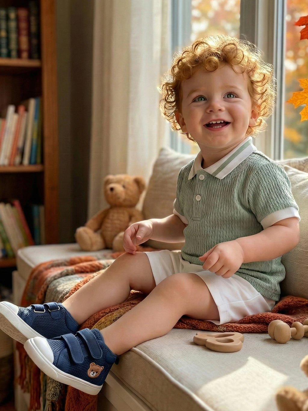 Conjunto de pantalones cortos para bebé niño, camisa de punto con cuello y manga corta y pantalones cortos, conjunto de verano de 2 piezas