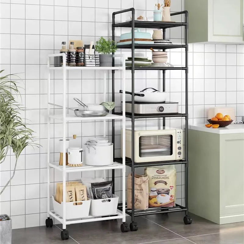 Unidad de almacenamiento y estantería portátil para el hogar, adecuada para cocina, dormitorio y uso multipropósito, con ruedas.