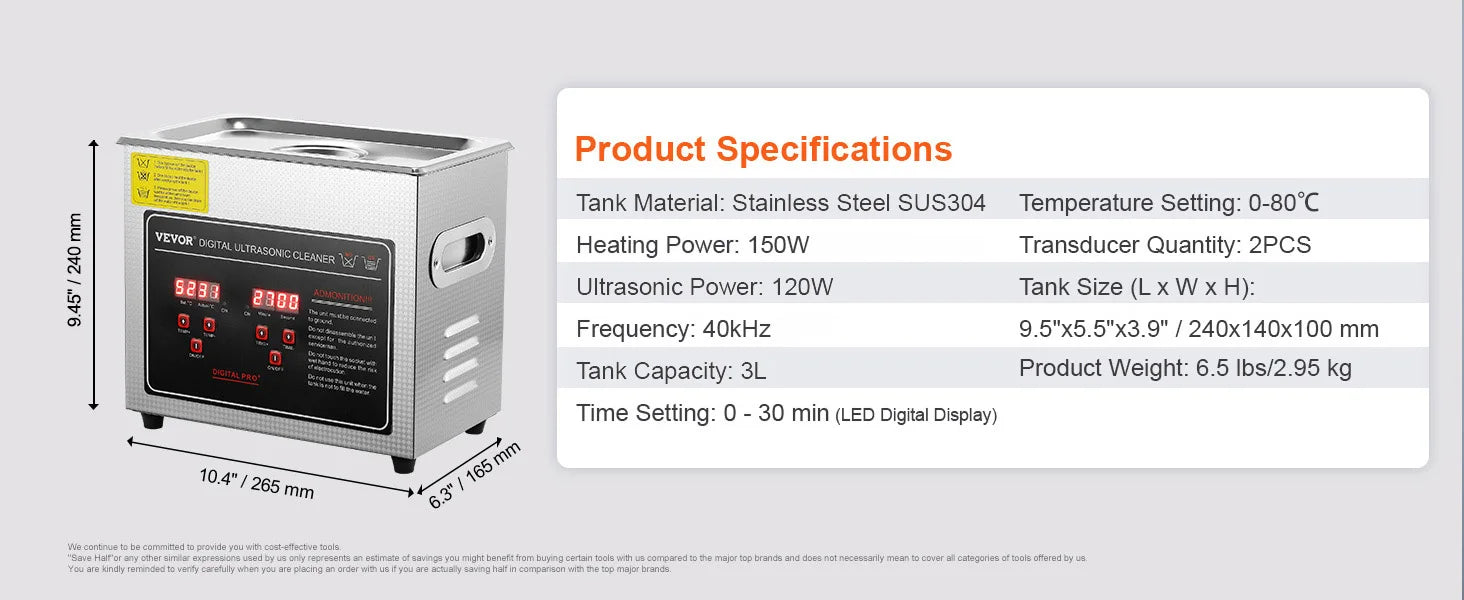 SucceBuy 2L 3L 6L 10L 22L 30L limpiador ultrasónico de acero inoxidable limpieza portátil lavadora ultrasonido electrodoméstico