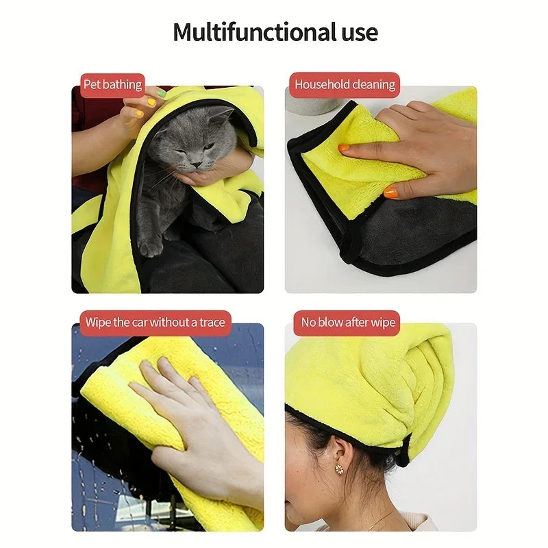 Toalla absorbente para mascotas, toalla de baño de secado rápido para perros y gatos, toalla para mascotas súper absorbente de fibra ultrafina, suministros de limpieza