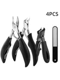 Juego de herramientas para uñas encarnadas, cortaúñas gruesas y pesadas, pinza de precisión, lima de esmeril para uñas de los pies resistentes de acero inoxidable, 4 Uds.
