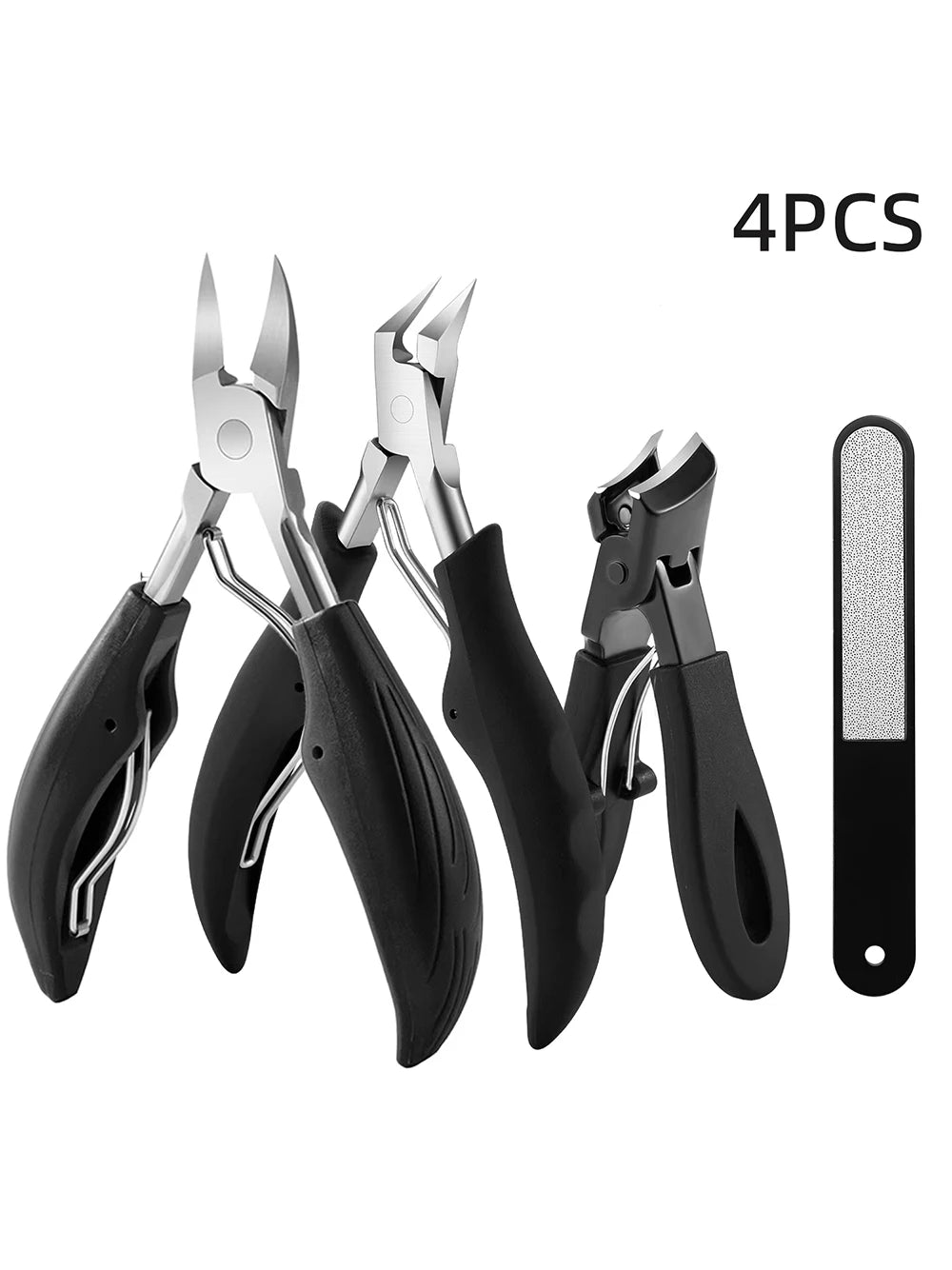 Juego de herramientas para uñas encarnadas, cortaúñas gruesas y pesadas, pinza de precisión, lima de esmeril para uñas de los pies resistentes de acero inoxidable, 4 Uds.