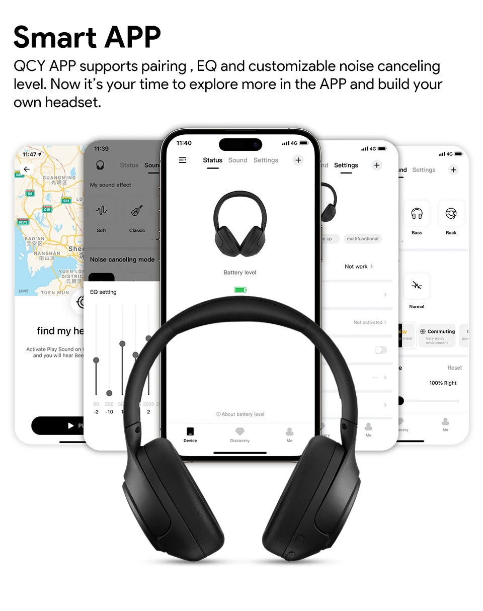 QCY H3 ANC Auriculares inalámbricos 43dB Cancelación activa de ruido Auriculares con cable/inalámbrico Bluetooth 5.4 Auriculares de audio de alta resolución 60 horas