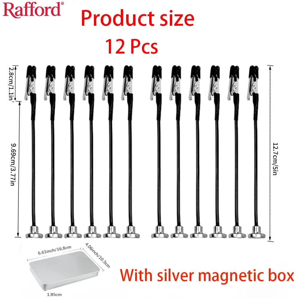 Rafford 12 piezas de palos de clip de cocodrilo de pintura de modelo flexible puntas de goma + base magnética de metal - para aerógrafo, piezas de modelo de hobby