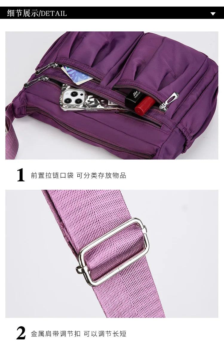 Bolso cruzado de nailon para mujer, bolso de hombro de gran capacidad, bolso femenino con múltiples bolsillos, bolso de compras de viaje para mujer, bolso de ocio