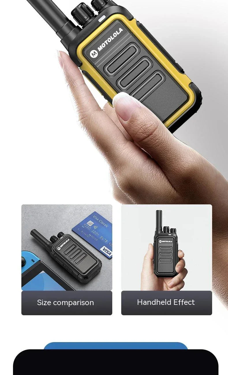 Motolola 2 uds Mini Walkie Talkie Radio bidireccional portátil conjunto de transceptor UHF walkie-talkies Radio Walkie Talkie COD de largo alcance