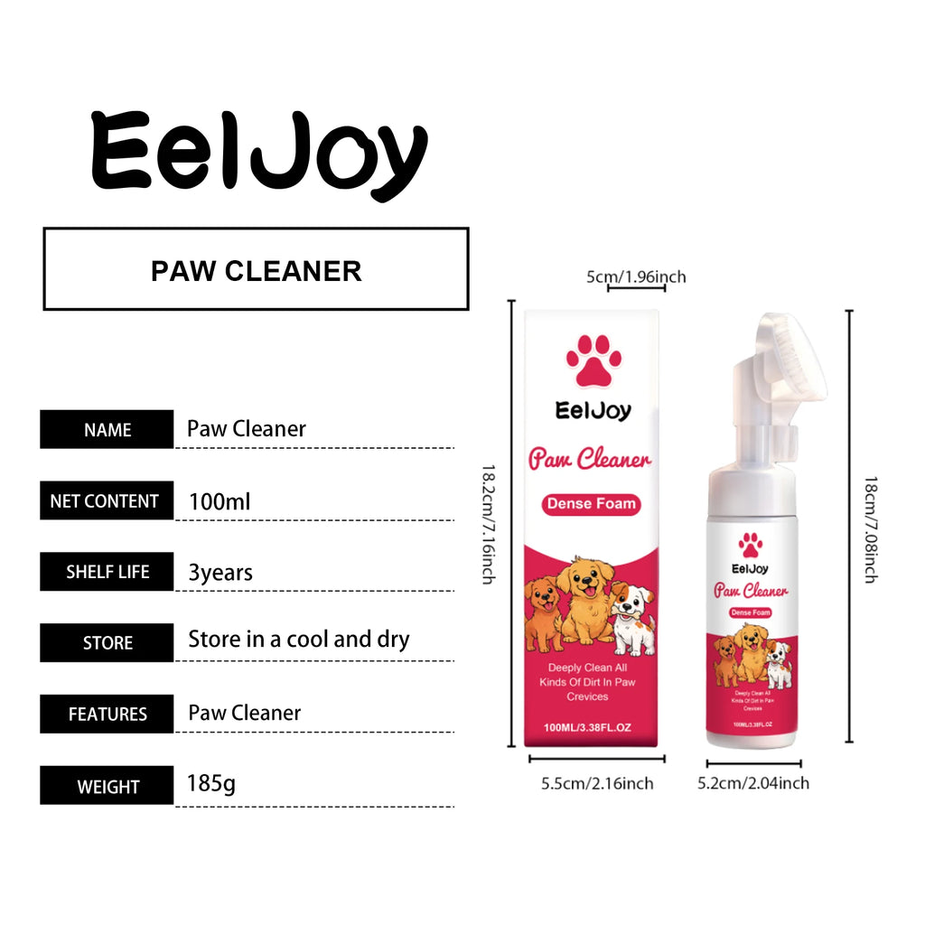 Espuma Limpiadora de Patas para Perros y Gatos de 100 ml con Cepillo, Limpieza Profunda y Rápida, Sin Enjuague, Hidratante, Aroma Fresco, Limpiador para Mascotas