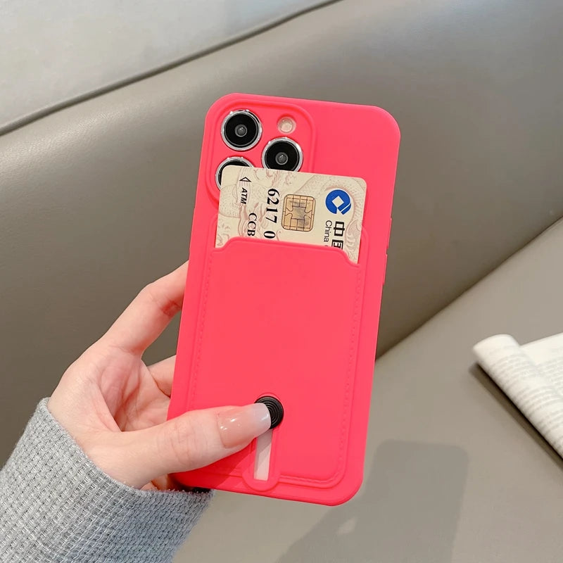 Con tarjetero funda de teléfono para iphone 16 13 14 12 11 15 pro max funda suave para iphone x xs xr max funda protección de cámara