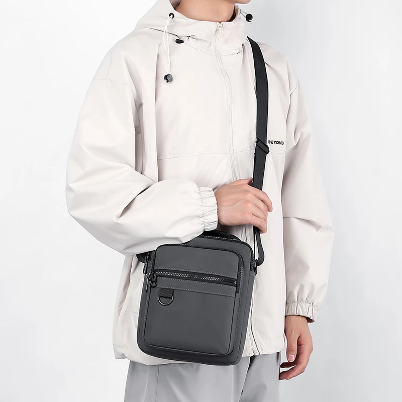 Bolso Bandolera de Lona de Alta Calidad para Hombre, Deportivo, Multibolsillos, con Compartimento para Teléfono, Casual de Negocios, Pequeño, con Cierre