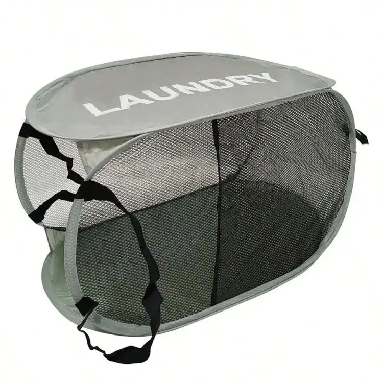 Cesto de lavandería emergente de malla portátil, cesta de lavandería plegable y transpirable de apertura amplia que ahorra espacio, artículos de baño de viaje para dormitorio