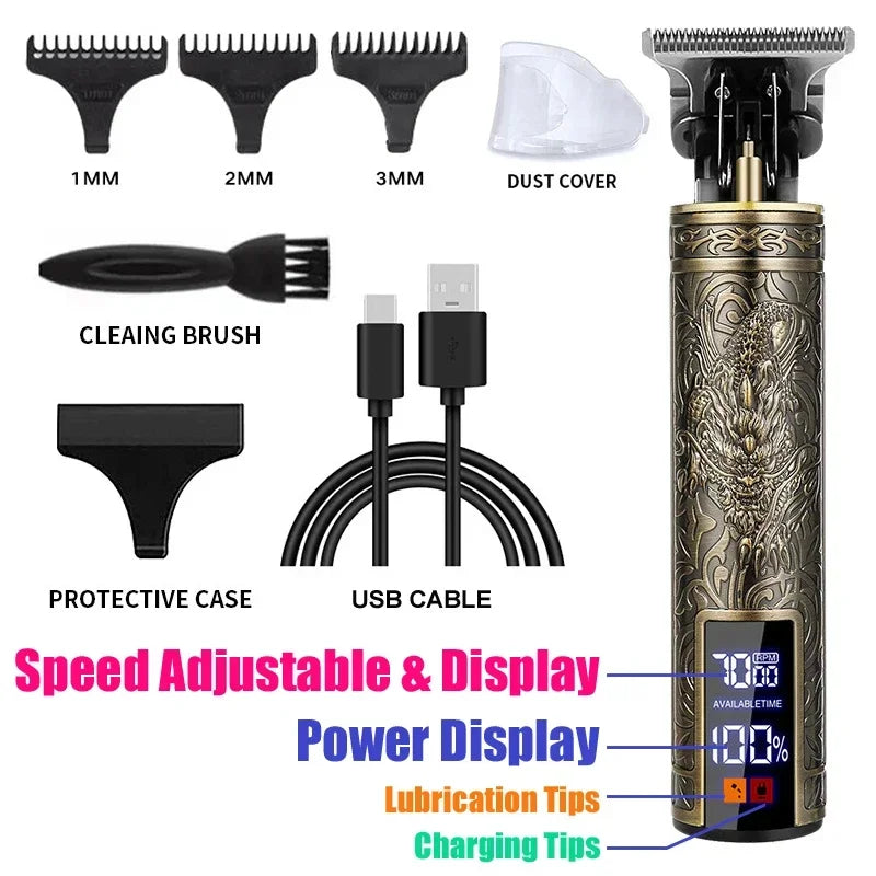 Afeitadora eléctrica Vintage T9, cortadora de pelo inalámbrica para peluquero, cortadora de pelo con carga USB, cortadora de pelo portátil adecuada para hombres