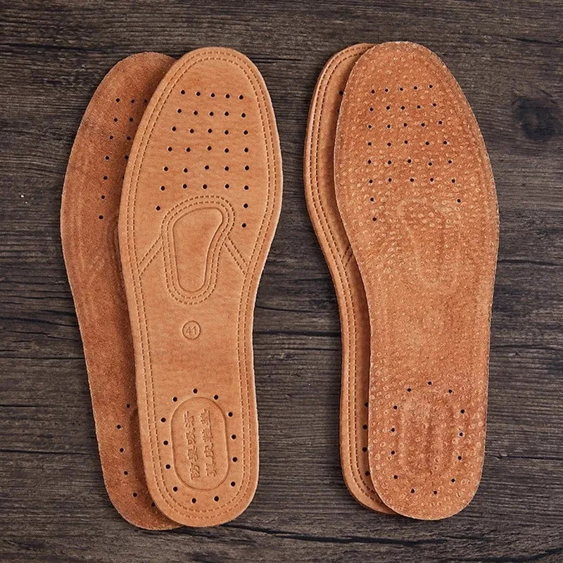 Plantillas de zapatos desodorantes cómodas para hombre, plantilla de cuero para zapatos informales, cojín de suela de soporte para pies de calidad