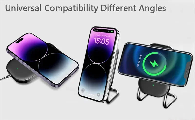 Cargador Inalámbrico Magnético, Soporte de Escritorio Ajustable y Desmontable, Estación de Carga Rápida Compatible con iPhone 17, 16, 15, 14, 13 Series