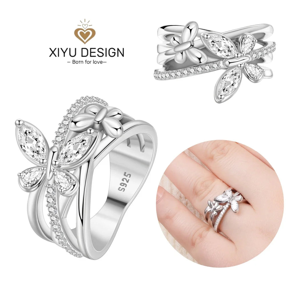 2024 nuevo anillo de plata 925 anillo de lazo brillante de circón anillo de boda de dedo Original S925 DIY regalo de joyería fina para mujer