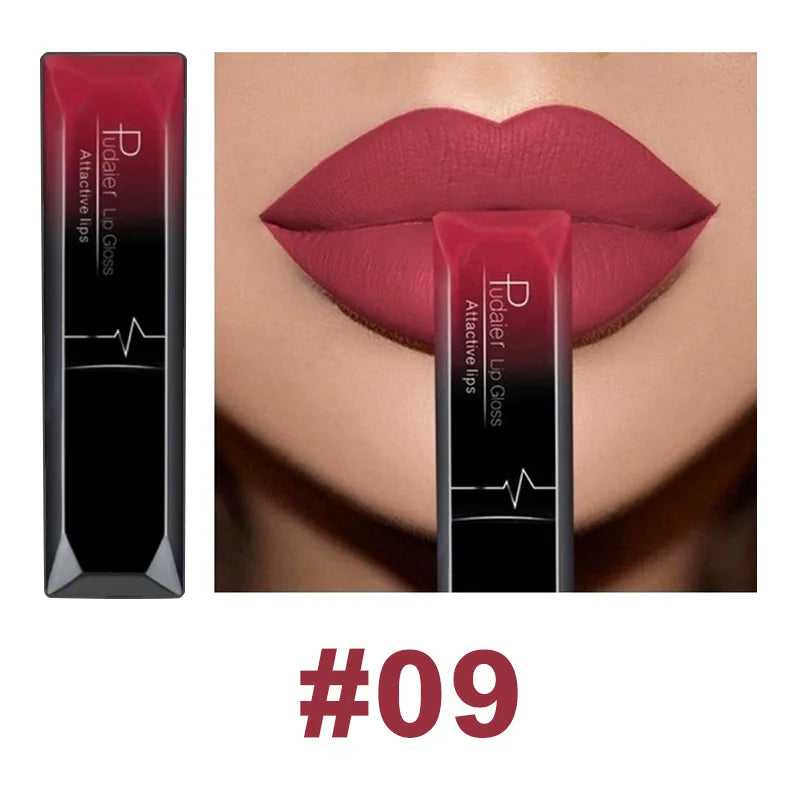 Lápiz labial líquido mate resistente al agua brillo de labios de larga duración tinte Sexy rojo desnudo púrpura lápices labiales metálicos cosméticos de maquillaje