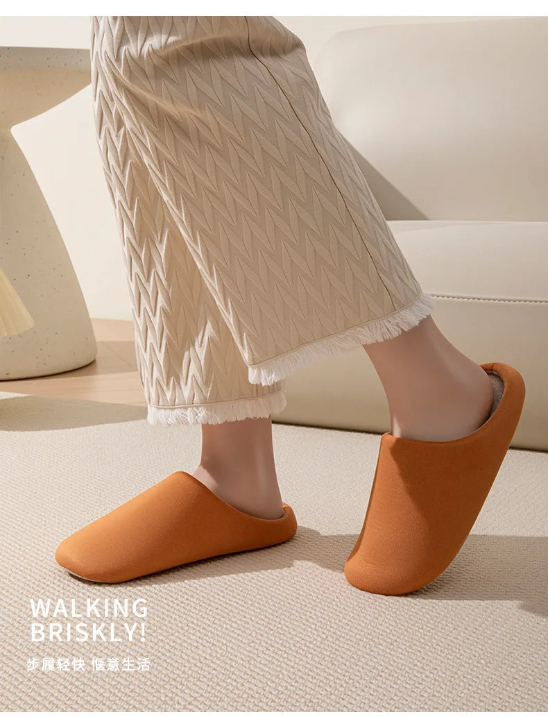 Zapatillas de algodón insonorizadas neutrales, suelas blandas de estilo japonés, zapatillas de invierno antideslizantes para parejas, zapatos para el hogar para suelo interior