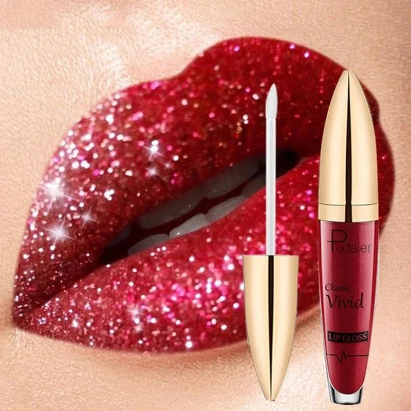 Lápices labiales líquidos con purpurina mate, brillo de labios brillante con diamantes, resistente al agua, brillo de labios de larga duración, Maquillaje de tinte de labios para mujer