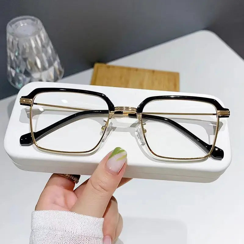 Gafas de lectura cuadradas a la moda para hombres y mujeres, gafas para presbicia con marco de Metal antiluz azul, gafas antifatiga para ordenador de 0 a + 4,0