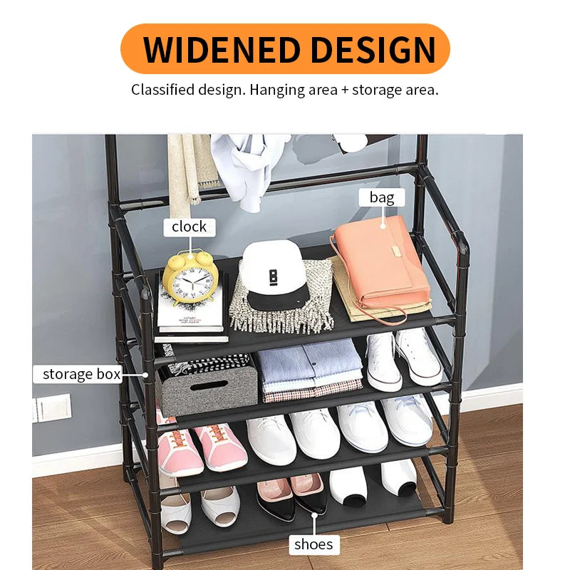Zapatero multicapa para puerta, colgador de ropa multifuncional, estante para sombreros y zapatos, organizador Simple de pie para sala de estar Sto