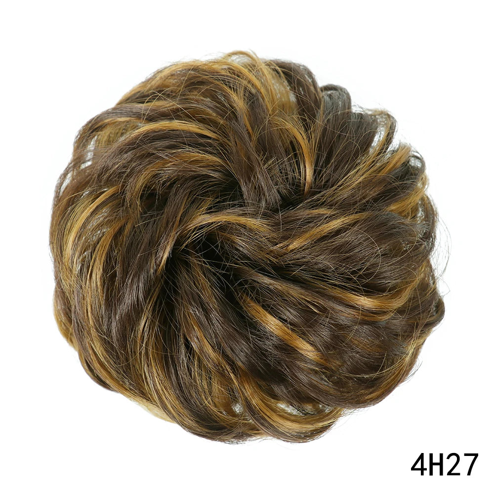 AZQUEEN moño de pelo sintético moño Natural gris desordenado banda para el cabello rizado elástico Scrunchy piezas de cabello falso para mujeres horquillas