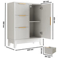 Organizador lateral de madera con 3 cajones y una puerta, con patas elevadas, para almacenamiento en el suelo, ideal para baño, ducha, dormitorio o armario del hogar.
