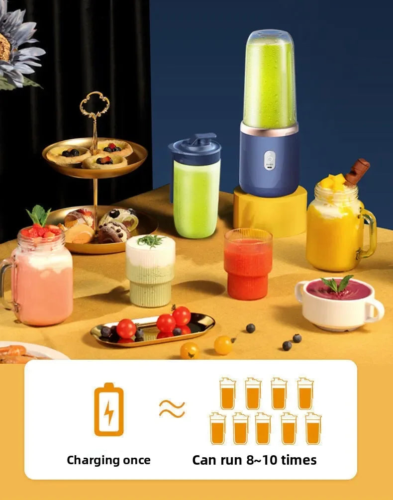 Batidoras de zumo de fruta portátiles, Mini botella eléctrica Personal de verano, USB para el hogar, máquina exprimidora de 6 hojas para cocina