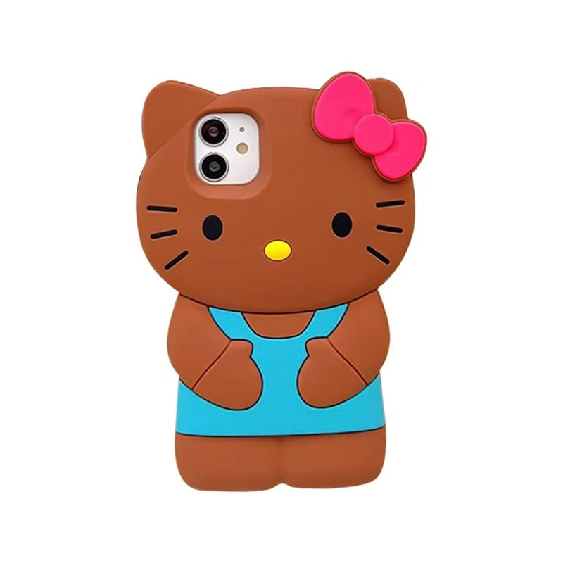 Funda de Silicona Suave con Diseño 3D de Hello Kitty de Sanrio para iPhone 17 16 15 14 13 12 Pro Max 11 Xs XR 7 8 Plus SE