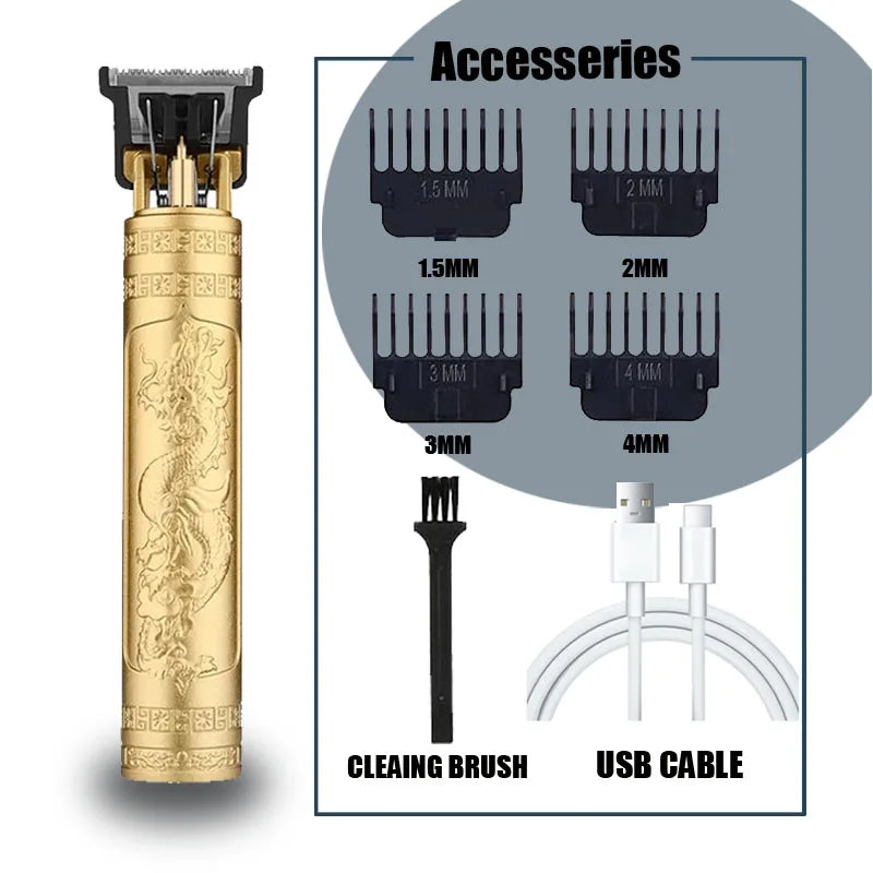 Cortadora de pelo eléctrica LCD, todo en uno, cabezal de luz dorada, cortadora de pelo recargable, cabezal de aceite, maquinilla de afeitar para tallar el cabello