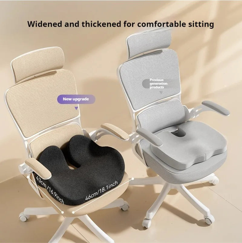 Cojín de asiento ergonómico de espuma viscoelástica gruesa para sillas de oficina: almohadilla para silla resistente con funda extraíble, ideal para la parte inferior de la espalda