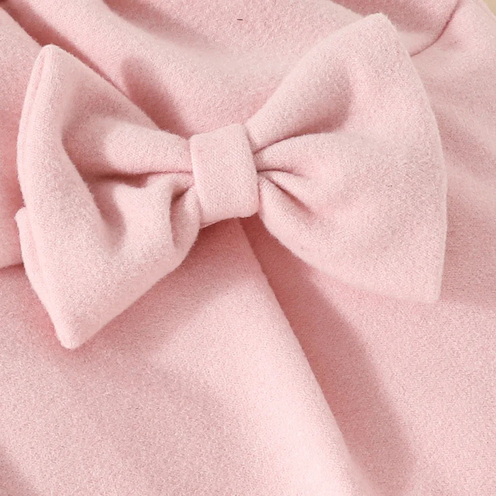 Conjunto de ropa de Año Nuevo para niñas de 0 a 3 años, Top de manga larga con lazo grande, falda Irregular y boina, ropa de Navidad para niños pequeños de 3 uds.