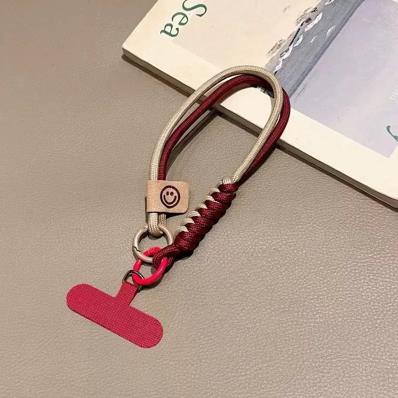 Cordón de teléfono tejido contrastante de estilo británico INS, funda de teléfono corta de mano a la moda, cuerda para muñeca, colgante para equipaje de muñeca, cuerda colgante