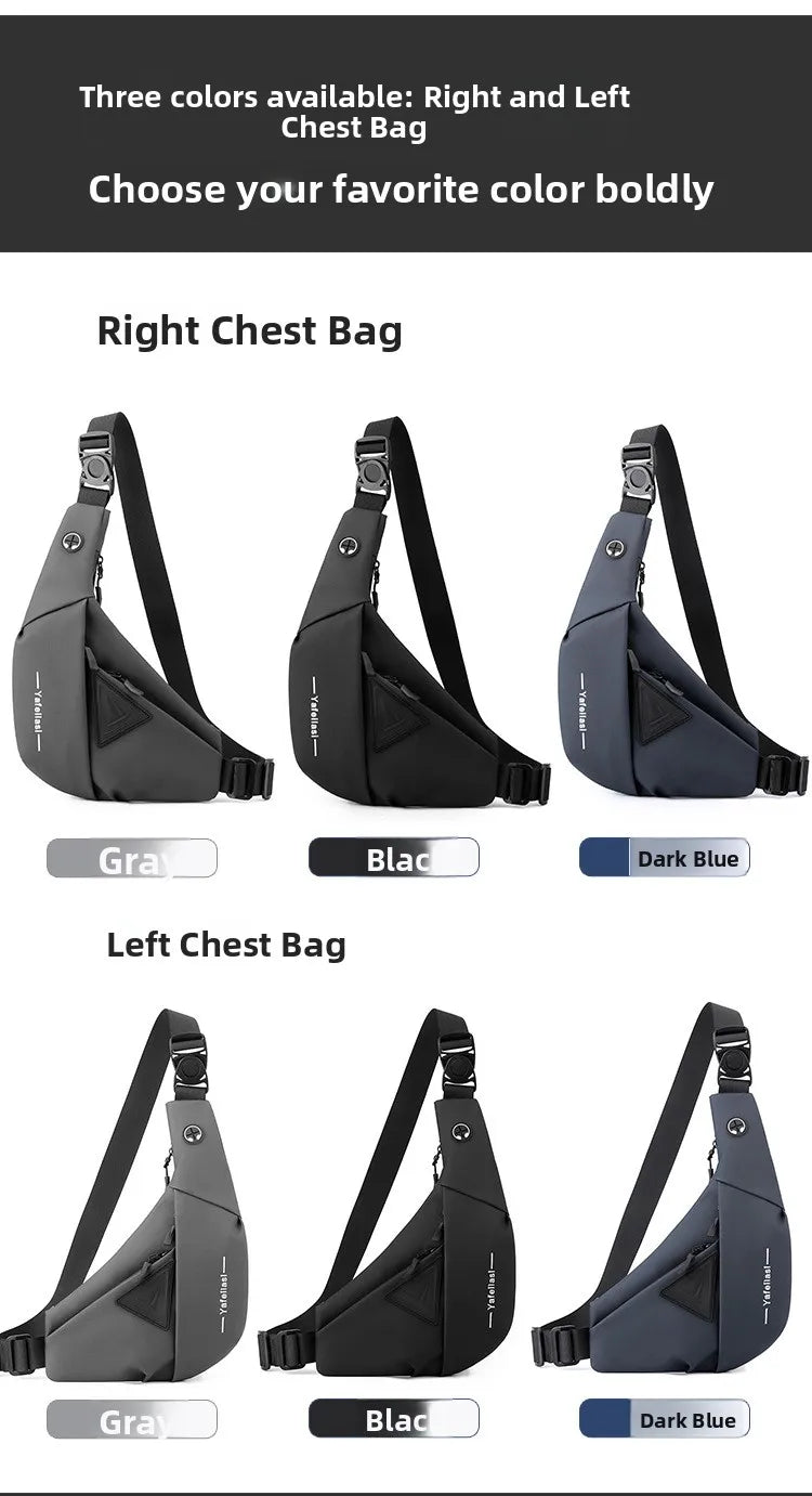 Bolso de Pecho Impermeable para Hombre, Bandolera, Mochila para Viajes Diarios, Membrana de Cuero Resistente a Salpicaduras, Ideal para Viajes Casuales